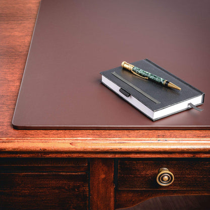 DACASSO Leatherette Conference Table Pad - Luxury Leather Desk Blotter for Writing - Padded Executive Desk Surface Protector - (Chocolate Brown, 38 x 24)
