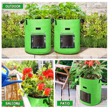 10 Gallon Potato Grow Bags, 6 Pack, Two-Sided Transparent Window Garden Planting Bag with Durable Handle, Thickened Nonwoven Fabric Pots Vegetable Grow Bags for Tomato, Carrot, Onion, Fruits, Flower