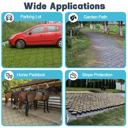 Gravel Grid 33ft X 4ft, 2'' Depth Gravel Stabilizer Grid for Pavers Base, Geogrid 1900 Lbs/Sq Ft Load with 40 Geocell Accessories & Gloves for Driveway Parking Ground Walkway Dirt Locker Slope