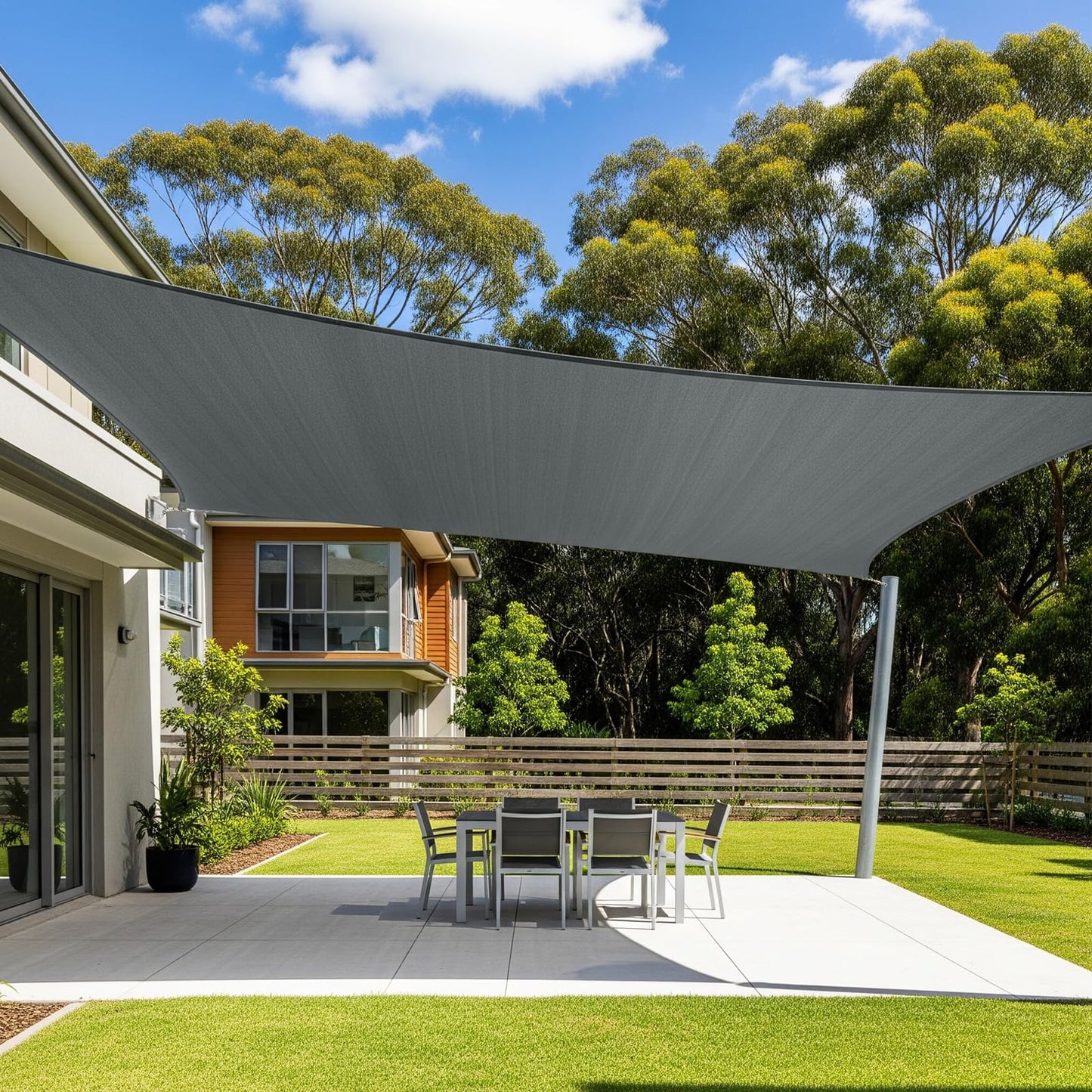 Cool Area Sun Shade Sail 12x16FT Rectangle Shade Canopy Outdoor Sunshade for Patio Backyard Garden, Dark Grey