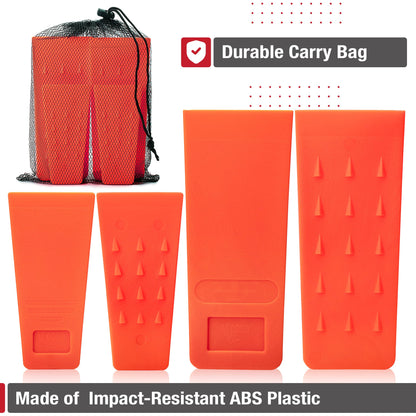 UNCO- Tree Felling Wedges with Spikes, 4Pack, 5.5" & 8" Wedges with Storage Bag, Splitting Wedge, Plastic Wedges, Logging Tools and Equipment, Chainsaw Wedges for Trees