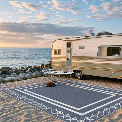 Arenarug Outdoor Patio Rug, Outside Rectangular Carpet, Moroccan Geometric Rugs, Washable Large Indoor Outdoor Rug 8x10 Mats for RV, Picnic, Backyard, Deck, Balcony, Porch, Beach