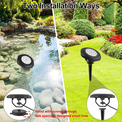 CREPOW RGB Pond Lights with Timer,18 LED Underwater Submersible Fountain Lights,Remote Control IP68 Waterproof Color Changing Spotlights for Fish Aquarium Tank Yard Garden Pool (Set of 5)