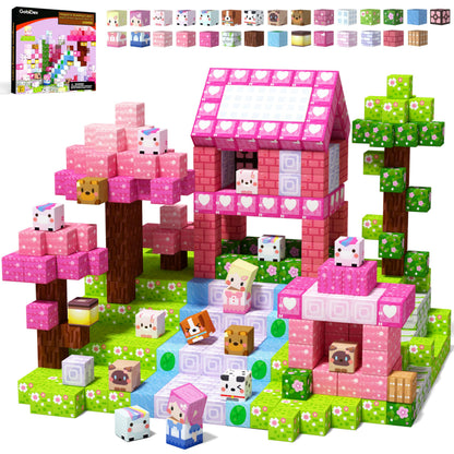 GobiDex 100PCS Magnetic Blocks Kid Building Toys for 3+ Years Old Girls, Upgraded STEM Sensory Gifts for Princess, Kids Magnets Game for Toddler