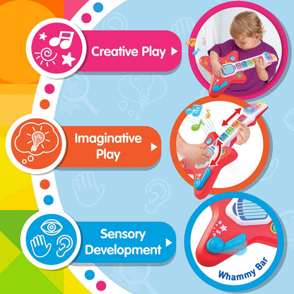 HAP-P-KID Magic Touch Guitar, Toddler Light Up Music Toy with Volume Control, Infant Touch Sensor Musical Instrument, 3 Modes of Play, Kids Toy Gifts for 12 18 24 Month, 1 2 3 Year Old Boys Girls