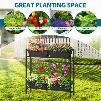 OYEAL Raised Garden Beds Outdoor with Legs 32" Tall Herb Garden Planters Box Raised Flower Beds for Gardening, Vertical Privacy Planter with Trellis for Patio, Porch, Backyard, Balcony, Grey