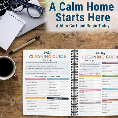 BLOOMOST ADHD Cleaning Planner - Daily, Weekly & Monthly Cleaning Checklist Organizer for Adults & Teens, Break Chores Into Small Wins, Glossy Erase Checklists - Planning Pages (version 2)