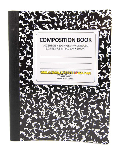 100 Sheet Composition Notebooks - School Supply Boxes - 5 Wide Ruled Writing Notebooks - 1 Black, 1 Red, 1 Green, 1 Blue, and 1 Yellow (Wide Ruled)