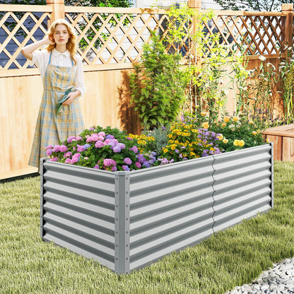 Giantex 6x3x2ft Raised Garden Bed, Large Metal Elevated Rectangular Planter Bed, 271 Gallon Capacity, Outdoor Planting Garden Box for Vegetable Flower Herb Grow (Grey)