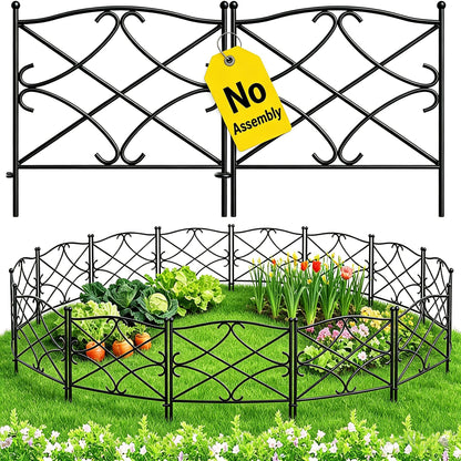 AMAGABELI GARDEN & HOME 5 Panels 32in(H)×10ft(L) Decorative Garden Fences and Borders for Dogs Rustproof Metal No Dig Fence Panels Garden Edging Border for Animal Barrier Flower Beds Yard Patio