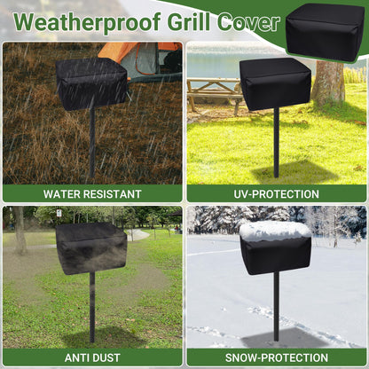 Toriexon Park Grills, 256 Sq. In, Park Style Charcoal Grill, Heavy Duty In Ground Park Grill with Stainless Steel Cooking Grate and Cover for Commercial and Outdoor Cooking 16'' L x 16'' W x 8'' H