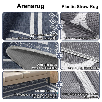 Arenarug Outdoor Patio Rug, Outside Rectangular Carpet, Moroccan Geometric Rugs, Washable Large Indoor Outdoor Rug 8x10 Mats for RV, Picnic, Backyard, Deck, Balcony, Porch, Beach