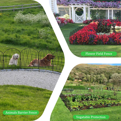 10 Pack Decorative Garden Fence Animal Barrier,11ft(L) x 16in(H) Rustproof Metal Wire No Dig Fence Border for Dogs,Anti Digging Flower Edging for Outdoor,Landscape,Patio & Yard,Arched