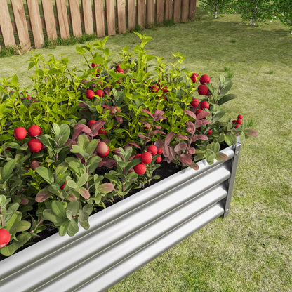 Metal Raised Garden Bed 4×2×1ft, Rectangle Galvanized Planter Box with Open Bottom for Vegetables, Flowers, Herbs, Outdoor Gardening, Silver