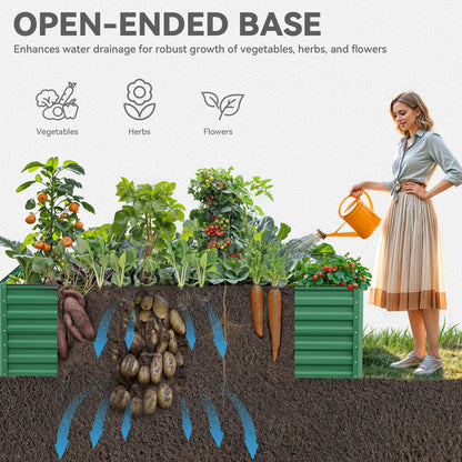 YITAHOME 96x48x24 in Galvanized Raised Garden Bed Kit, Large Metal Planter Box with Gloves, Safety Rubber & Support Rod, Outdoor Flower Bed for Plants Vegetables, Green