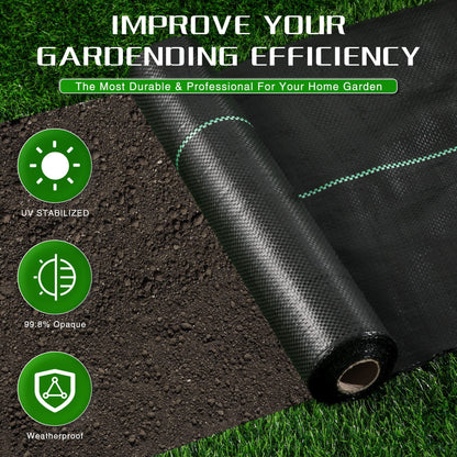Weed Barrier Landscape Fabric Heavy Duty, 2.6FT x 100FT Thicken Garden Blocker Fabric Weed Mats, Weed Control Garden Cloth, Woven Geotextile Fabric for Garden Beds, Underlayment, Commercial Driveway