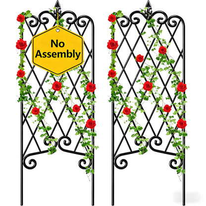 Amagabeli Garden Trellis for Climbing Plants 47” x 16” Rustproof Black Iron Plant Trellis Potted Vines Vegetables Flowers Patio Metal Wire Lattices Grid Panels for Ivy Cucumbers Clematis 2 Pack GT03