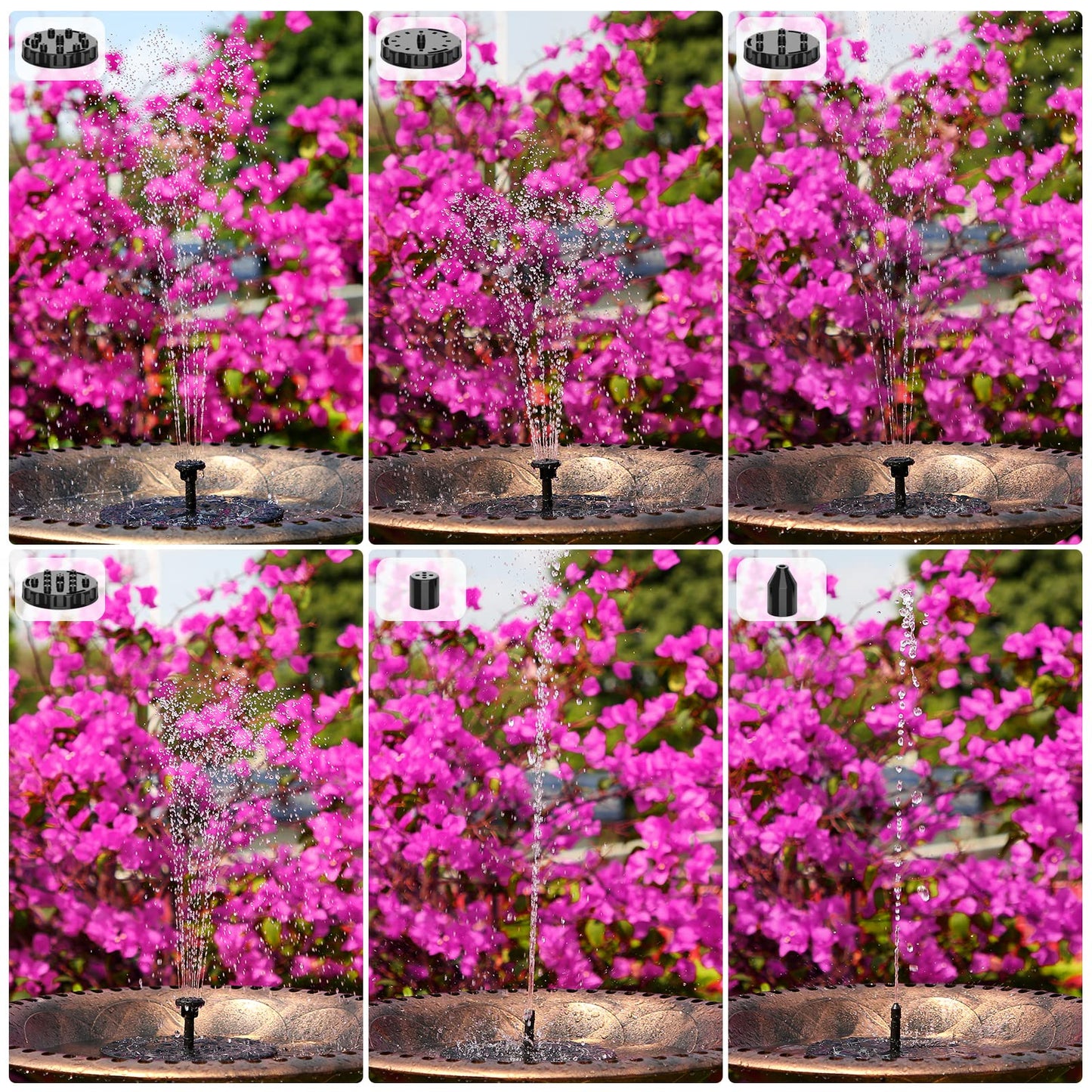 AISITIN 3.5W Solar Fountain Pump Built-in 1500mAh Battery, Bird Bath Fountain with 6 Nozzles, Solar Floating Water Pump for Bird Bath, Fish Tank, Pond, Pool, Garden and Outdoor