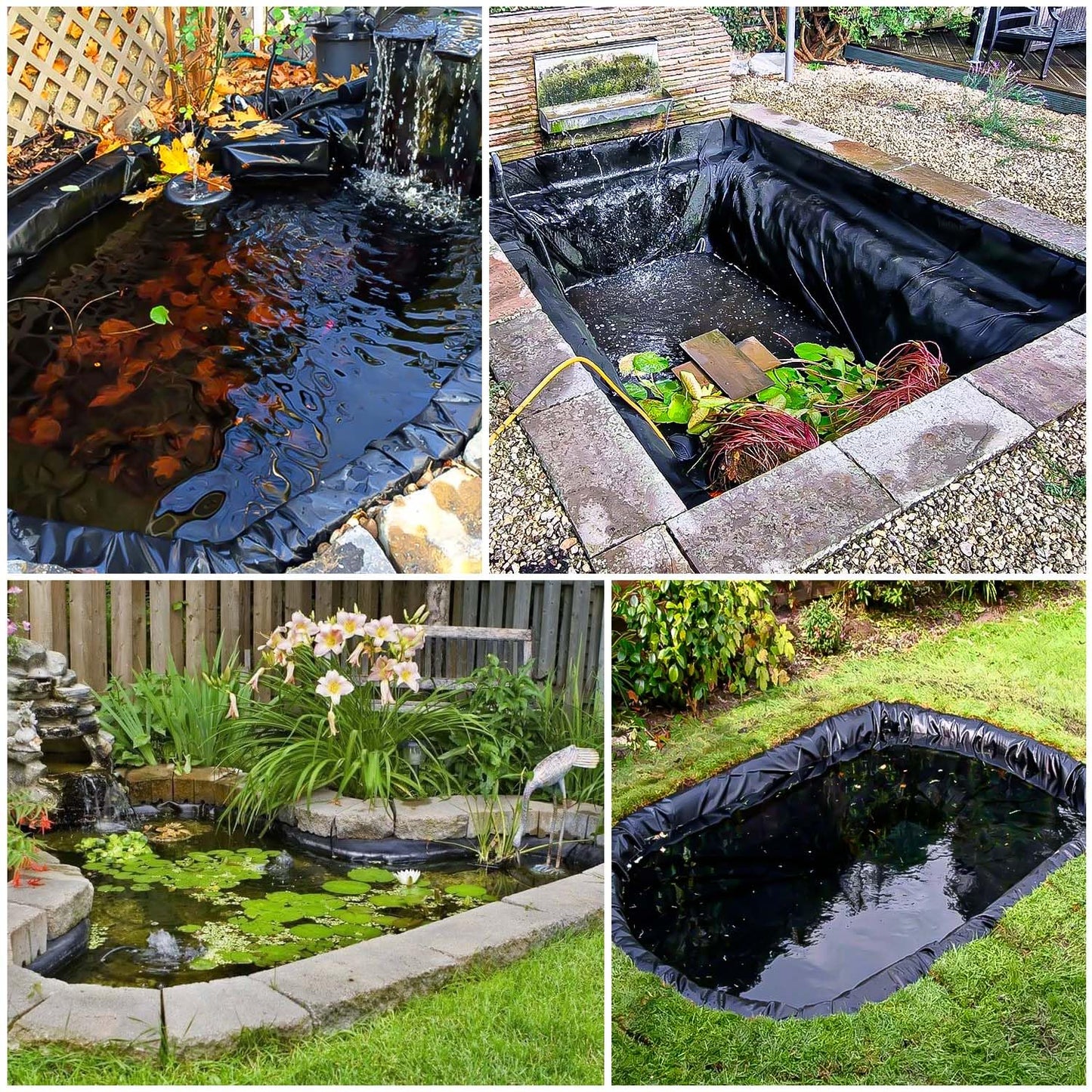 ALDMIO 10x15 ft Pond Liner, HDPE Thickness Fish Pond Liners for Outdoor Ponds, Ponds Liner for Waterfall, Fish or Koi, Streams Fountains