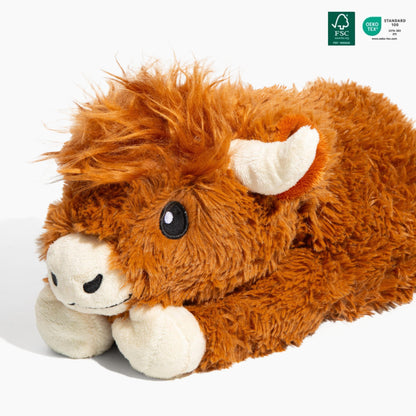 Brease 5 lb Unscented Weighted Brown Highland Cow Plush Toy - Large, Cozy Stuffed Animal for Comfort & Calm, Soft and Huggable Companion for Kids & Adults, Ideal Heavy Plushie for All Ages