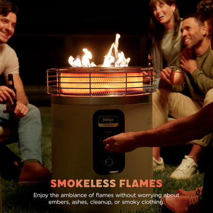 Ninja Fireside360™ Outdoor Heater & Fire Pit | 3 Modes: Flame, Heat, Flame & Heat | Portable for Patio, Deck, Camping, Beach | Easy Control Smokeless Flames | Push to Start Ignition | Stone | OF101ST