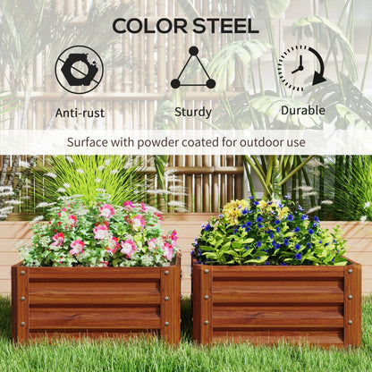 ZAVEROX 2-piece Brown Galvanized Metal Raised Garden Bed 23.5 x 23.5 x 12 inches Open-Bottom Planter Box Rust-Resistant Sturdy Outdoor use