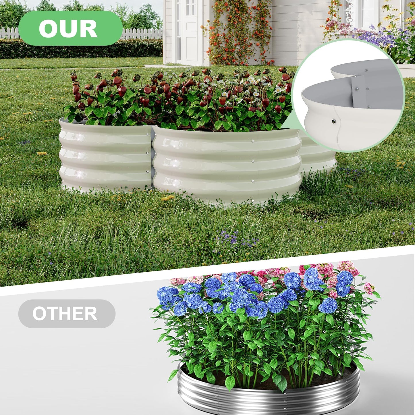 CABIHOME 2-Pack Galvanized Metal Raised Garden Beds,48x48x12 in Outdoor Planter Boxes,Open Base Deep Root Growth,Rust Resistant,Ideal for Vegetables Herbs Flowers,Patio Lawn Garden