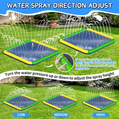 Splash Pad for Kids & Dogs, EPN 140"-100" Extra Large Non-Slip Sprinkler Splash Pad, Thickened 0.5mm PVC Water Play Mat, Outdoor Water Toy for Backyard Summer Fun, Ideal for Toddlers 3+ Boys Girls