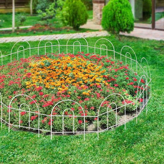 FOREHOGAR Decorative Garden Folding Border Fence 18in X20ft Rustproof Metal Wire Edging Flower Bed Fences Panel Outdoor White Garden Fencing Edge Patio Landscape