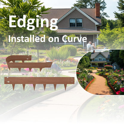 20ft (6-Pack) Cor-Ten Steel Landscape Edging – 40" x 8" Flexible Pre-Applied Rust Patina Garden Border