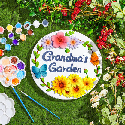 Juexica DIY 9.5 Inch Grandma's Garden Stepping Stone, Woman Gifts for Mom, Paint You Own Garden Stepping Stones, Woman Gifts for Nana,Stepping Stones(Grandma,9.5 Inch)