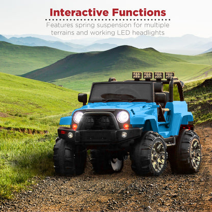 Best Choice Products Jumbo 12V Kids Electric Vehicle Toy Ride On Car with Parent Remote Control for Toddlers, Seat Harness, 65 lb Weight Capacity, Spring Suspension, 3.7 MPH Max Speed - Light Blue