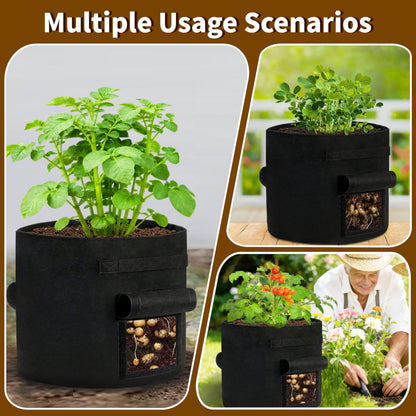 SORANGEUN 30 Gallon Potato Grow Bags 2-Pack with Dual Harvest Windows & Reinforced Handles, Non-Woven Fabric Planter for Potatoes, Tomatoes, Vegetables