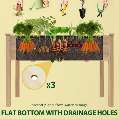 BlueWish 48"W x 24"D x 30"H Raised Garden Bed, Cedar Garden Bed with Detachable Black Liner, Drainage Holes, Raised Garden Beds Outdoor 330 lbs Capacity, Raised Beds for Gardening, Vegetable, Flower
