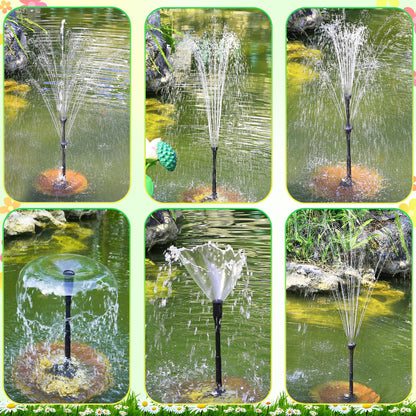 AMZtime 20W Solar Fountain Pump with 2500mAh Battery and 12 LED Lights, Solar Powered Water Pump for Bird Bath, Pond, Garden, Fish Tank, and Waterfall, Long Cord, Easy DIY Setup, 2026 Upgraded Version