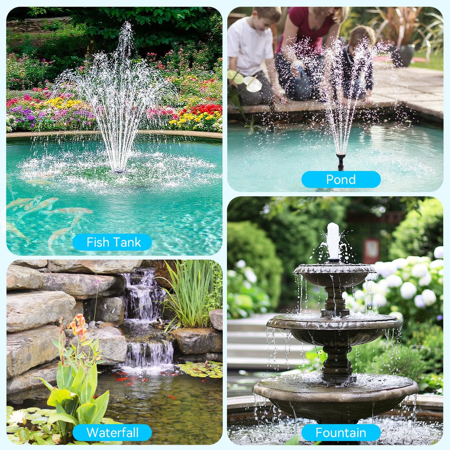 POPOSOAP 25W Solar Water Pump with Pond Filter, Solar Pond Filter with Pond Pump Water Flow Adjustable, Pond Filter with PVC Tubing for Outdoor Ponds Fish Tank Waterfall Garden Water Features P3253