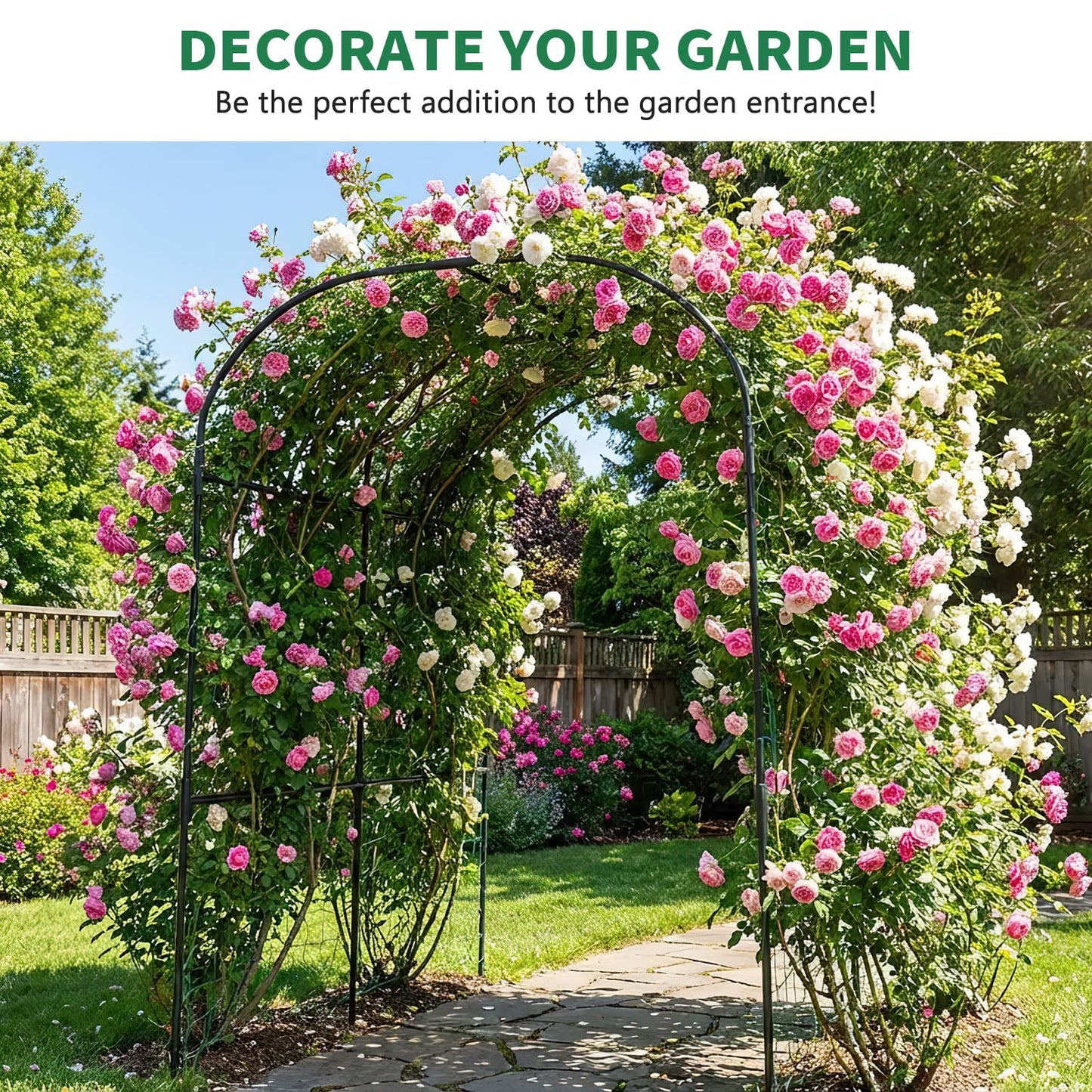 SUNYRISY Garden Arch Trellis for Climbing Plants Outdoor, 71" x 47" x 83" Metal Core Tall Archway Tunnel Plant Support for Cucumber Tomato Vine Flowers Vegetables Climbing Plants
