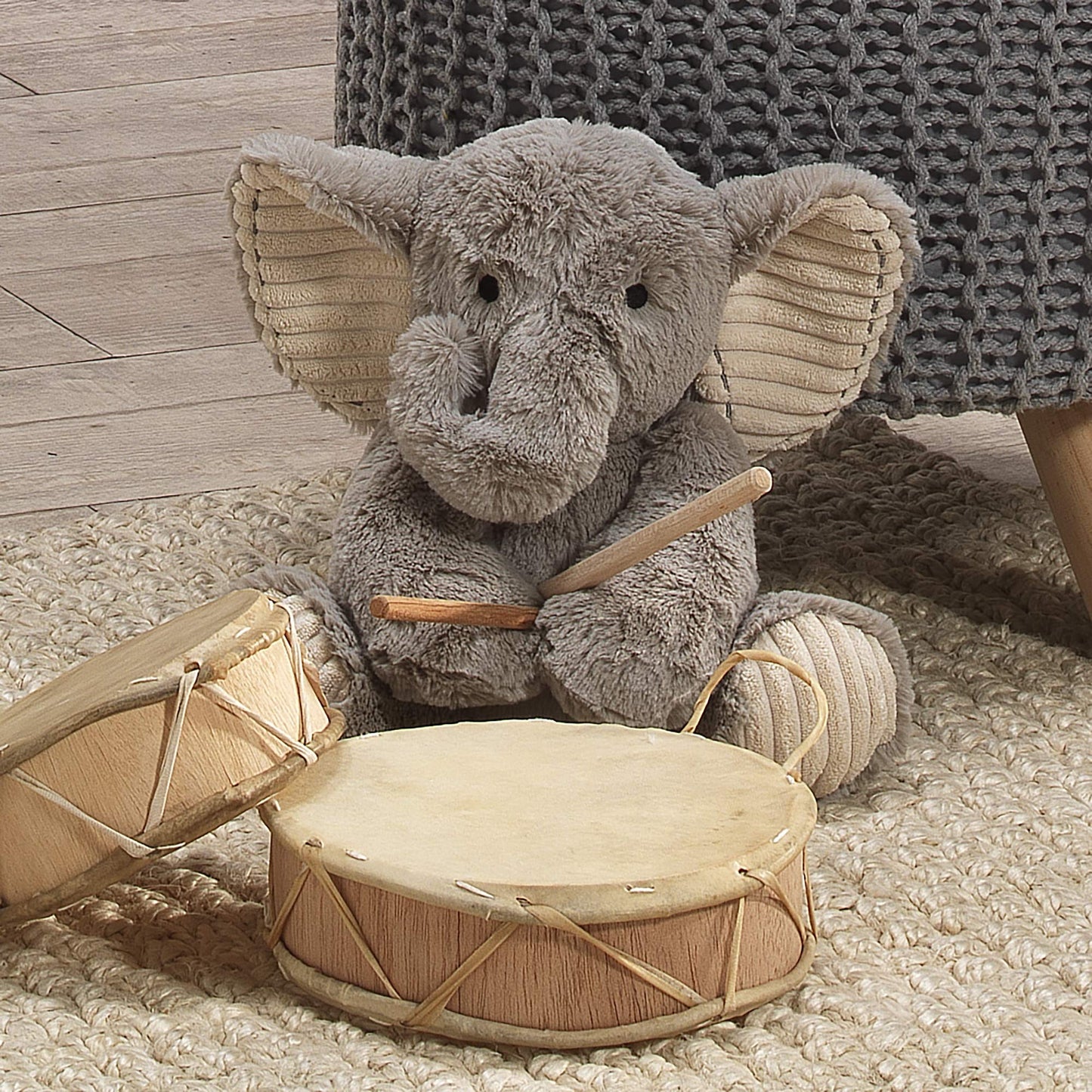 Lambs & Ivy Jungle Safari Gray Plush Elephant Stuffed Animal Toy Plushie - Jett (Pack of 2)