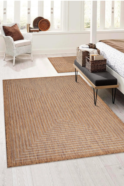 Adiva Rugs Outdoor Indoor Area Rug, Weather Resistant, Easy to Clean, Stain Resistant Floor Mat for Dining Room, Backyard, Deck, Patio (Wooden, 6' x 9')