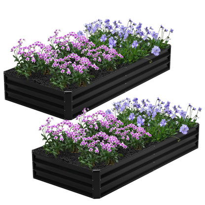 Nedenyou 2PCS 8x4x1FT Galvanized Raised Garden Bed,Planter Raised Beds-Metal Garden Box,Large Plant for Outdoor Planting, Vegetables Bed，Flower,herb-Black