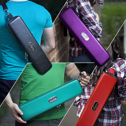 Quiver Time Purple Quiver Card Carrying Case - TCG Cards Deck Box Holder for Trading Cards, MTG Bag Playing Card Case (+Wrist & Shoulder Strap, Dividers, Separators, Corner Pads + 100 Apollo Sleeves)