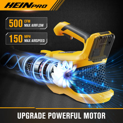 HEINPRO Cordless Leaf Blower Compatible with Dewalt 20V Max Battery, 500CFM/150MPH Electric Leaf Blower Cordless, 5 Speed Modes, Battery Powered Blowers for Lawn Care, Yard (Tool Only)