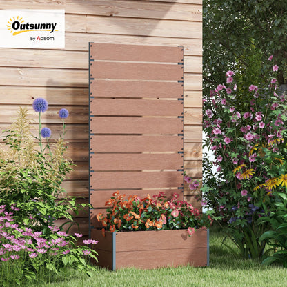Outsunny Raised Garden Bed with Trellis for Climbing Plants, Planter Box with Self Draining Gap, Freestanding Trellis Planter for Outdoor, Patio, Deck, 28.25" x 15" x 59", Brown