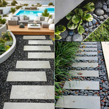 Quibbay 5 lbs Natural Mexican Beach Pebbles, 1-2 Inch Large River Rocks for Plants and Landscaping, Decorative Stone for Fish Tank Aquarium Fountain Garden Paving Walkways Pathways Backyard, Grey