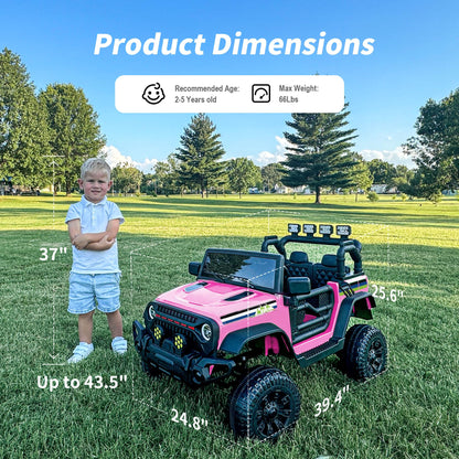 Hikiddo 24V Kids Ride on Car, Kids Electric Vehicles Car Ride on Toy Truck for Toddlers 3-5 w/Remote Control, 400W Motor - Light Pink