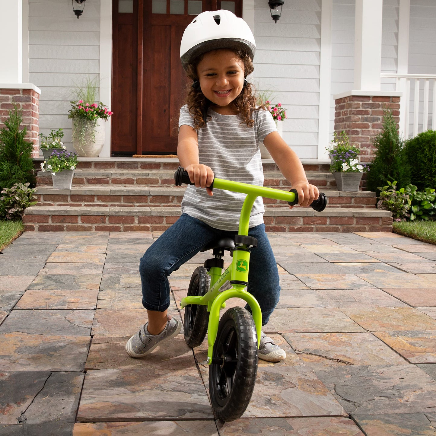 TOMY John Deere Toddler Balance Bike – 10" Girls' and Boys' Bike — Sturdy and Lightweight Kid's Bike - Toddler Bike with Adjustable Handle Bars and Seat - Green - Ages 2 Years and Up