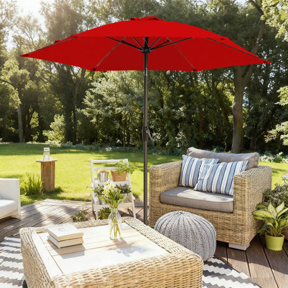 GREFORG 7.5FT Large Outdoor Patio Umbrella with Crank & Tilt - Durable Market Umbrella for Outdoor Patio with 6 Fiberglass Ribs for Poolside,Deck,Yard,Garden,Red