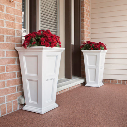 Mayne Fairfield 28-Inch Tall Planter, 2-Pack – Self-Watering, Weather-Resistant Planter for Flowers – Durable Outdoor Design for Patio, Porch, or Entryway