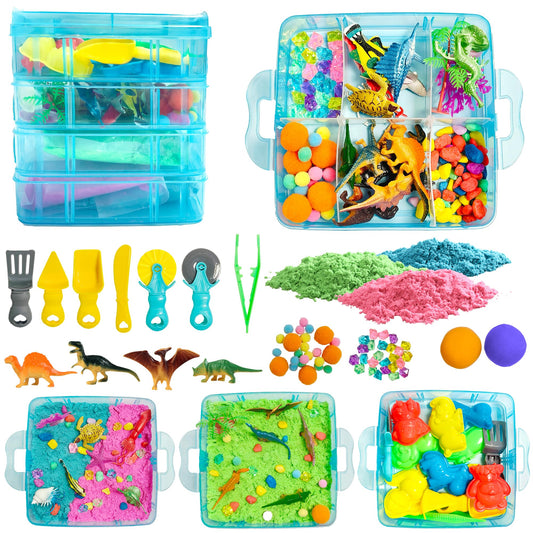 Dino & Ocean Sensory Bin, Dino & Ocean Sensory Toys with Play Sand for Toddlers Boys and Girls,Kids Toys Gift Sand Box for Age 3 4 5 6 7 8