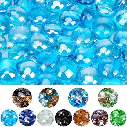 Mr. Fireglass 10 Pound Fire Glass Beads, 1/2" Reflective Round Fire Glass Drops for Fireplace Fire Pit & Lanscaping, High Luster Caribbean Blue